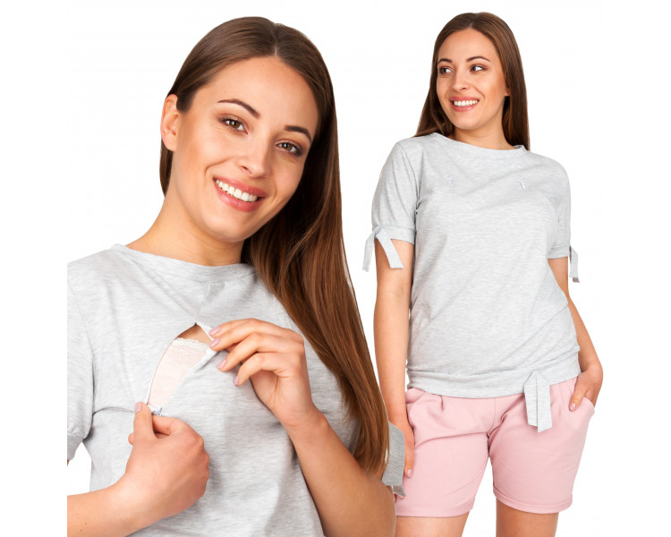 BLUZKA CIĄŻOWA I DO KARMIENIA KRÓTKI RĘKAW SZARY