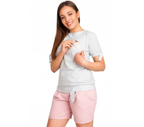 BLUZKA CIĄŻOWA I DO KARMIENIA KRÓTKI RĘKAW SZARY