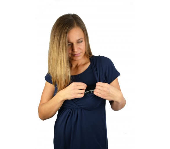 Koszula Do Karmienia Ciążowa Nocna Granatowa