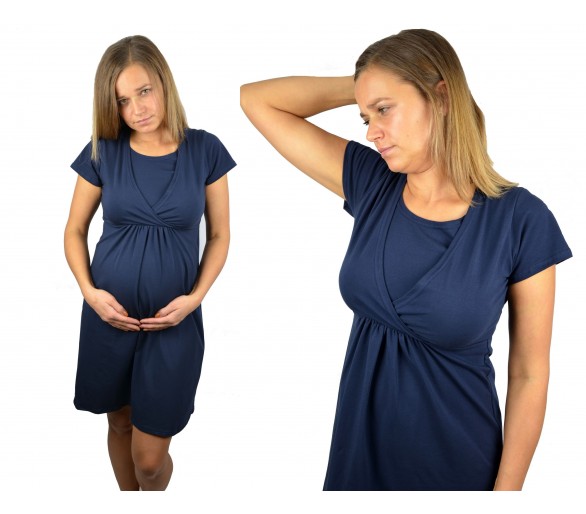 Koszula Do Karmienia Ciążowa Nocna Granatowa