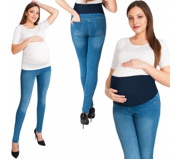 Spodnie Ciążowe Jeans Rurki Niebieskie