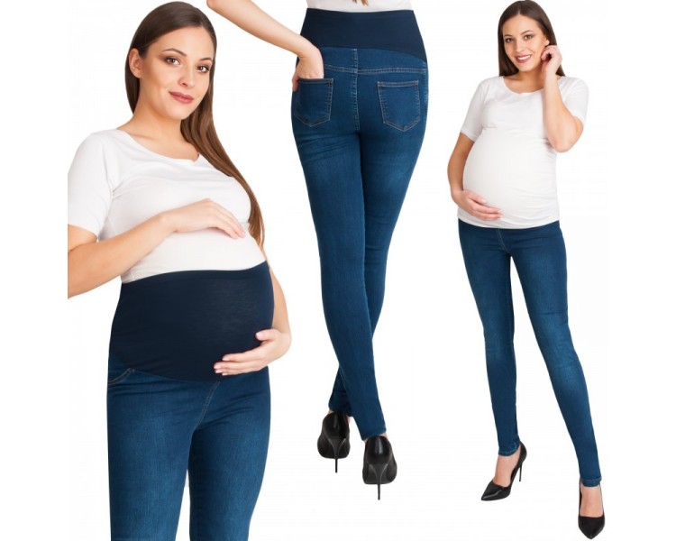 Spodnie Ciążowe Jeans Rurki Niebieskie