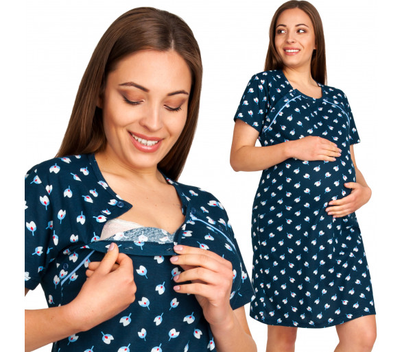Koszula Do Karmienia Ciążowa Nocna W Tulipany