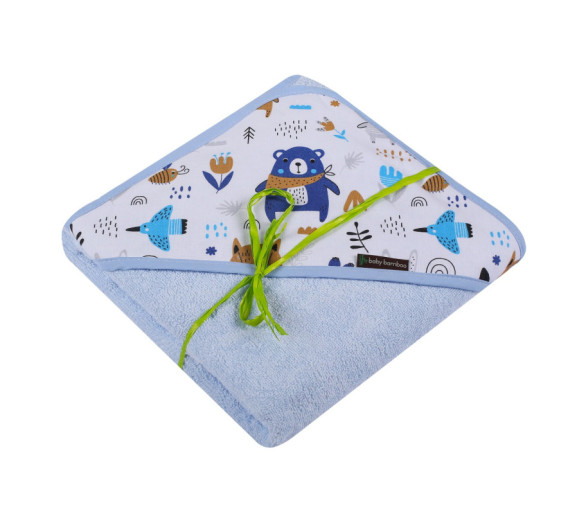 Okrycie Kąpielowe Z Kapturkiem 100X100cm Niebieskie