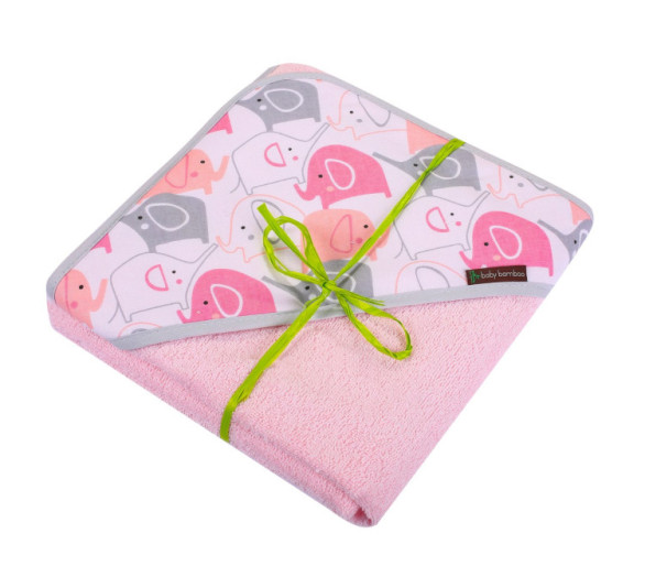 Okrycie Kąpielowe Z Kapturkiem 100X100cm Różowe