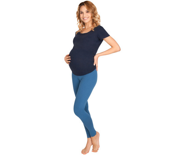 Legginsy Ciążowe Ukośne Pod Brzuch Niebieski