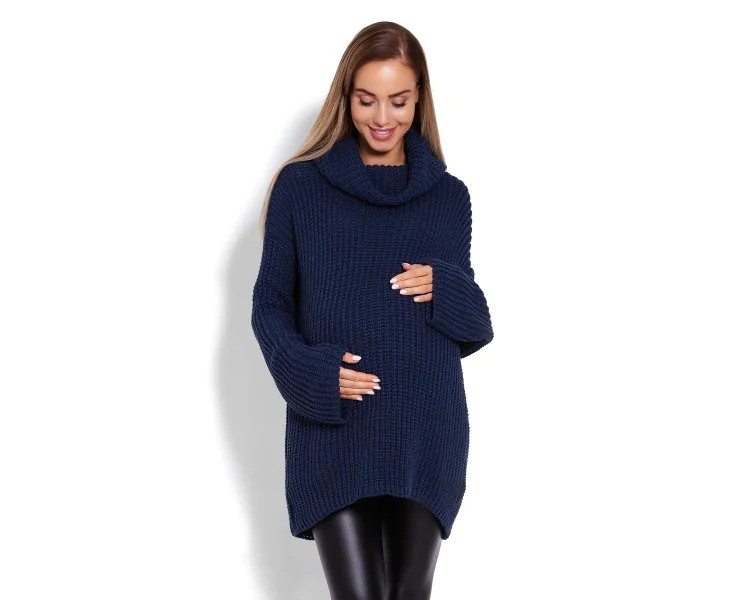 Gruby golf – sweter ciążowy oversize granat